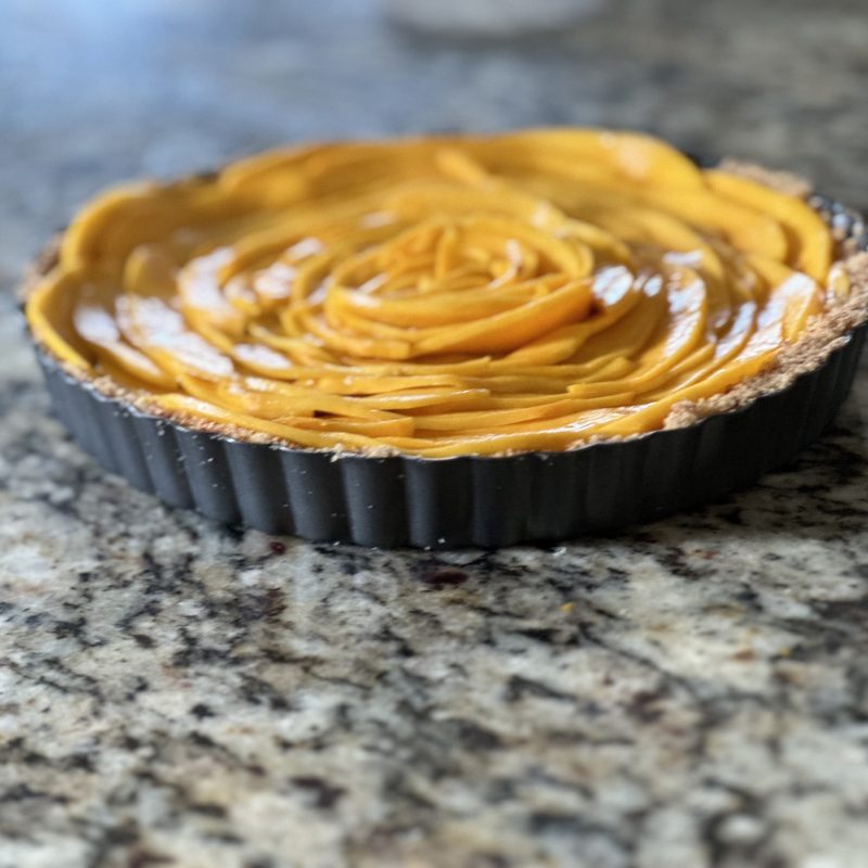 Fresh-baked gluten-free mango tart